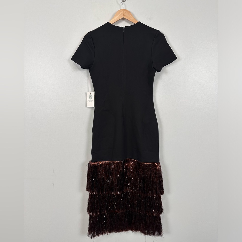 HYACINTH HOUSE Black & Bronze Metallic Fringe Francie Short Sleeve Maxi Dress - Picture 7 of 11
